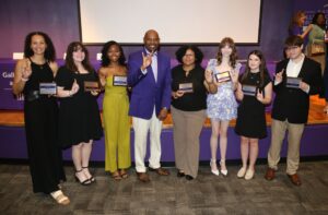 Recognized by the Department of Psychology were, from left, Taylor Maust, Elise Quebedeaux, Lorien Thomas, Dr. Charles King, Shantae Romero, Jadyn Brunk, Abigail Petermann and Carter Appleton.  