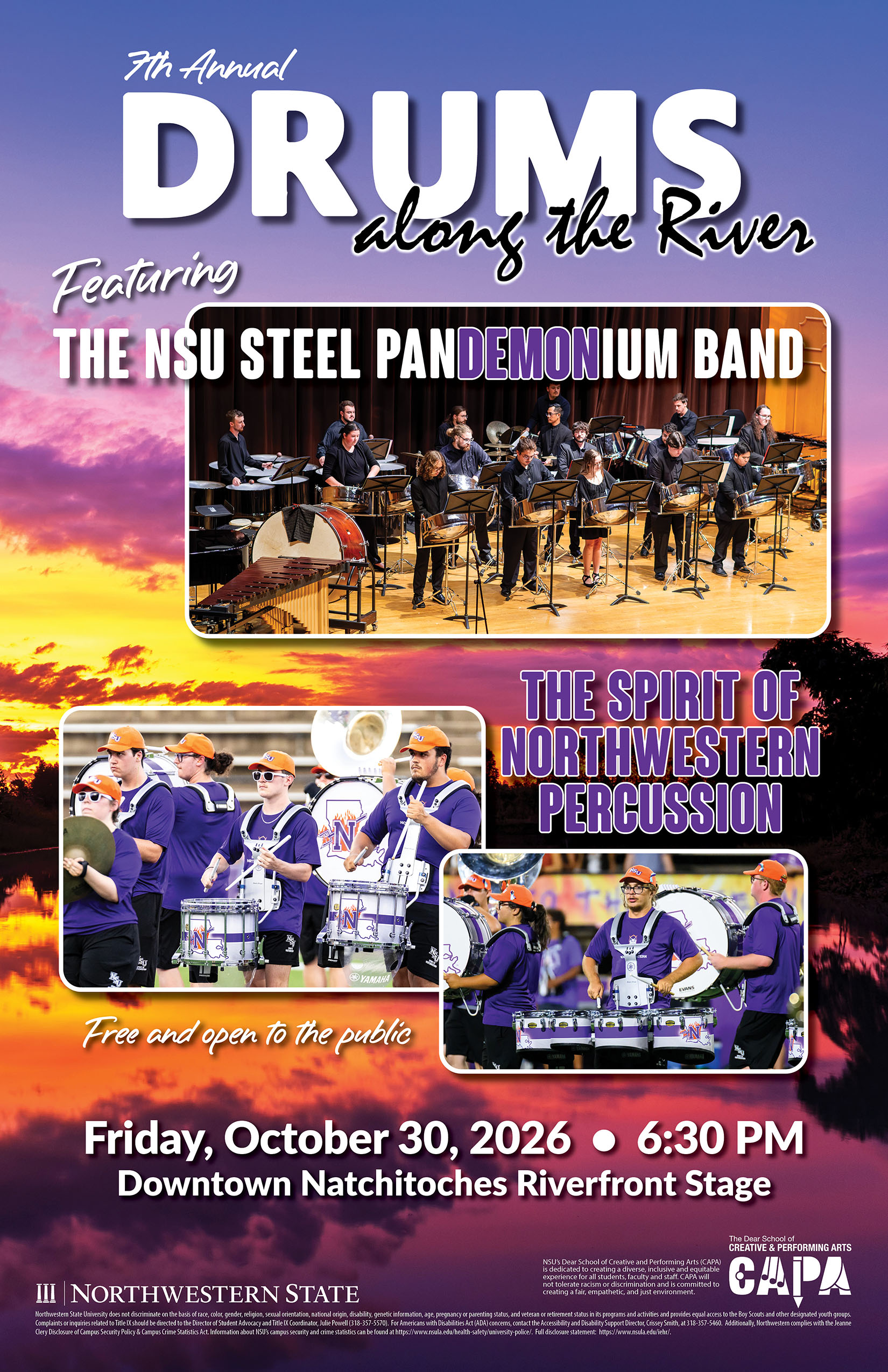 Drums Along the River Concert to be held Oct. 30