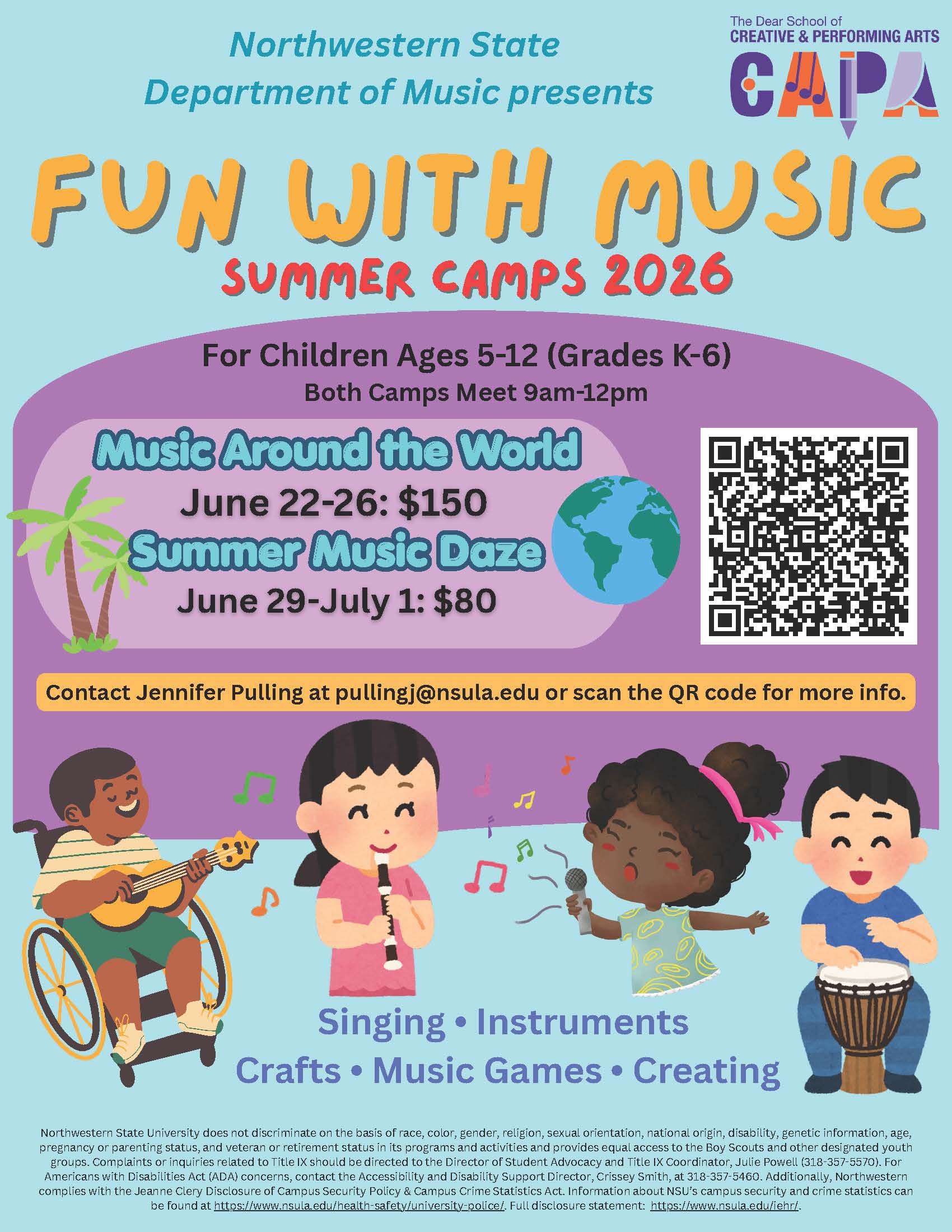 NSU to hold two sessions of summer music camp