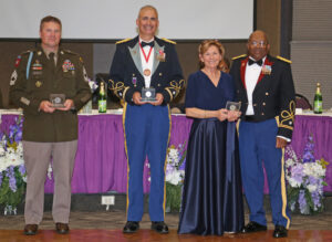 ROTC Senior Military Science Instructor MSG Michael Blakely, LTC Josh Drake, recently retired senior military instructor, and Sid Hall, recently retired ROTC program manager/NSU Military Affairs coordinator, were named honorary members of the Regiment. The honors were presented by Lt. Col. (R) Arthur Smalley, Regimental Chief of Staff for the Demon Regiment Executive Council. 