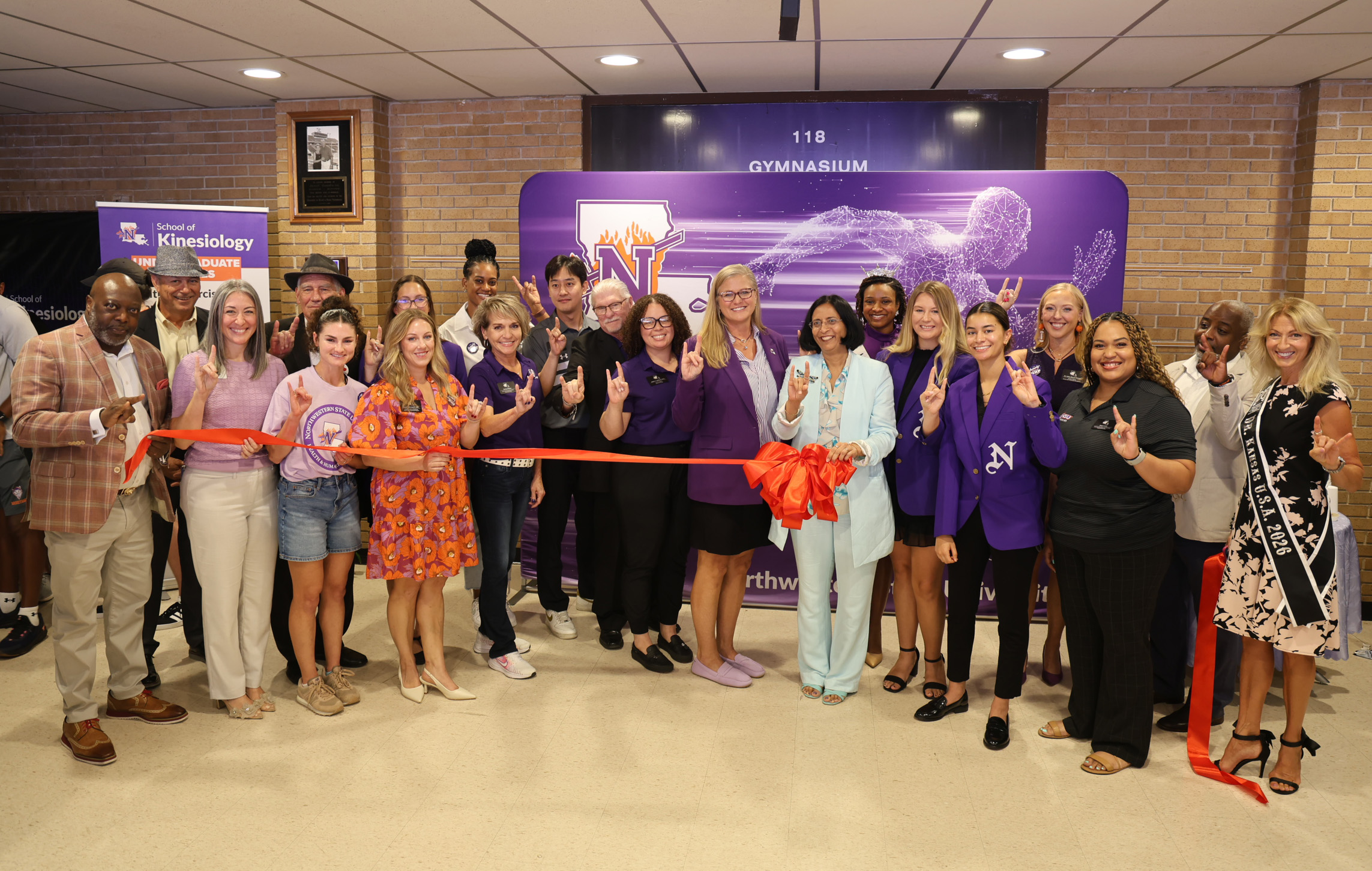 Faculty, staff and students from NSU’s School of Kinesiology were joined by members of the Natchitoches Area Chamber of Commerce and the community to celebrate the School’s new name, which better reflects the academic focus of its graduate and undergraduate programs.