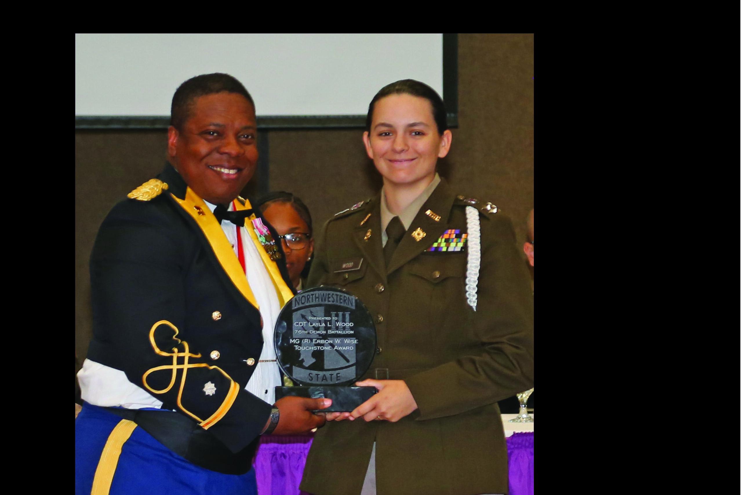 Demon Battalion Commander Cadet Layla Theriot Wood of Gheens was named this year’s recipient of the MG (R) Erbon W. Wise Touchstone Award.
