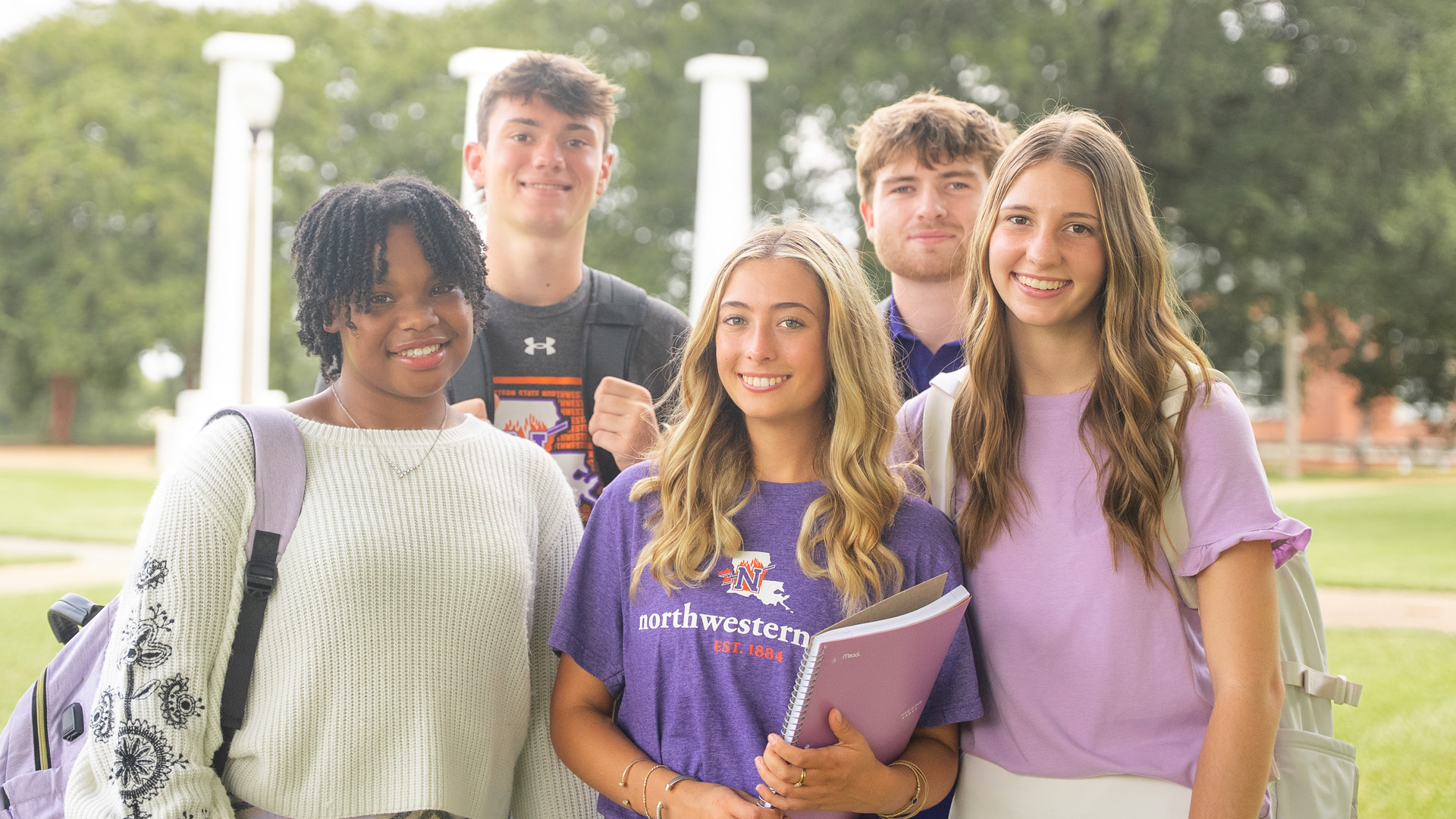 Undergraduates Amya Brown, Kaden Morrison, Alexandra Wilfong, Rafe Suggs and Bella Daniels, from left, are among the 8,402 students enrolled at NSU this fall.