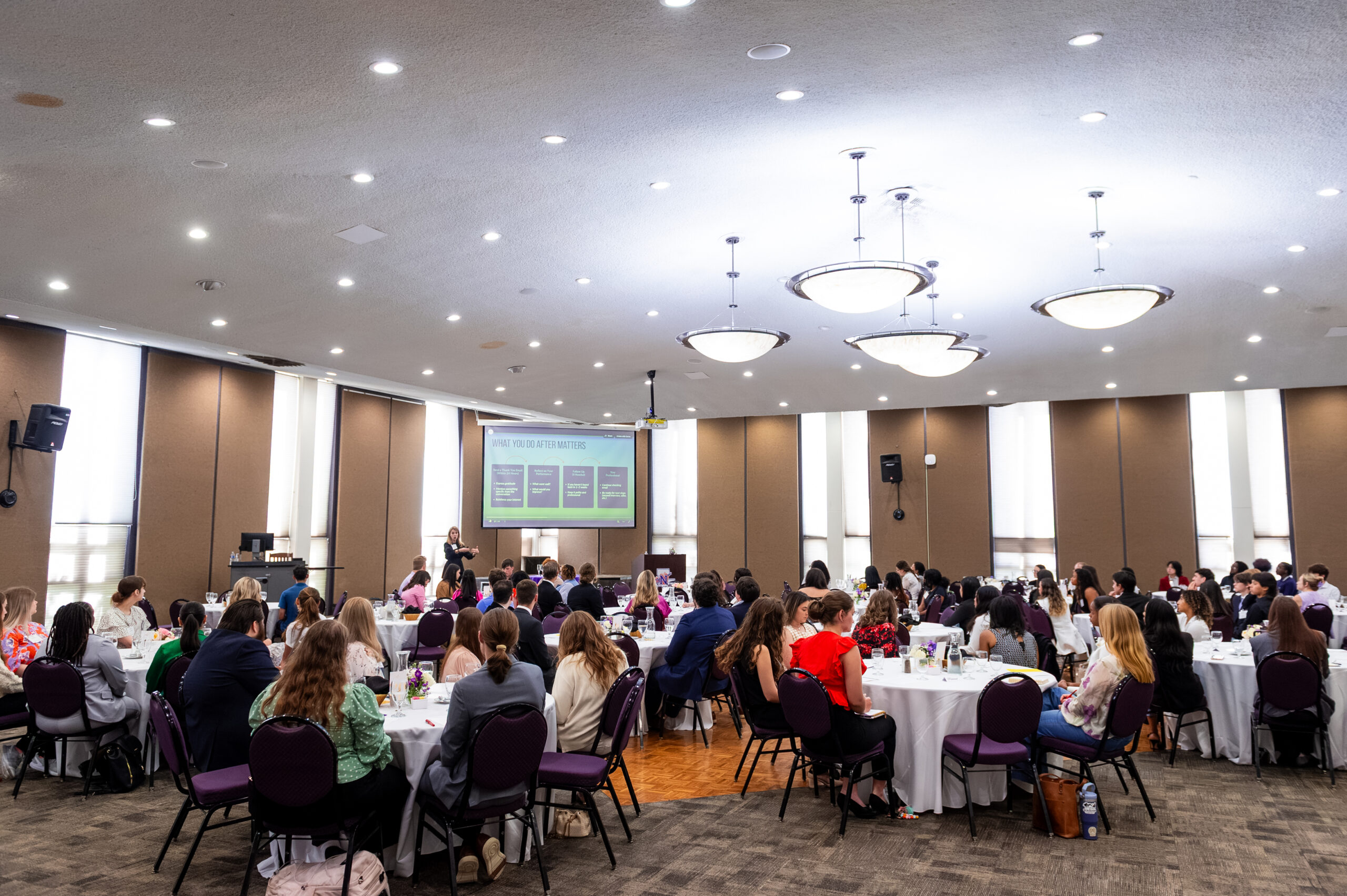 Sarah Aynesworth of Waco, Texas, was the featured speaker at the J. Walter Porter Professional Training and Etiquette Experience, hosted by NSU’s College of Business and Technology. More than 170 students and business leaders attended the event that was designed to build confidence and professional presence.