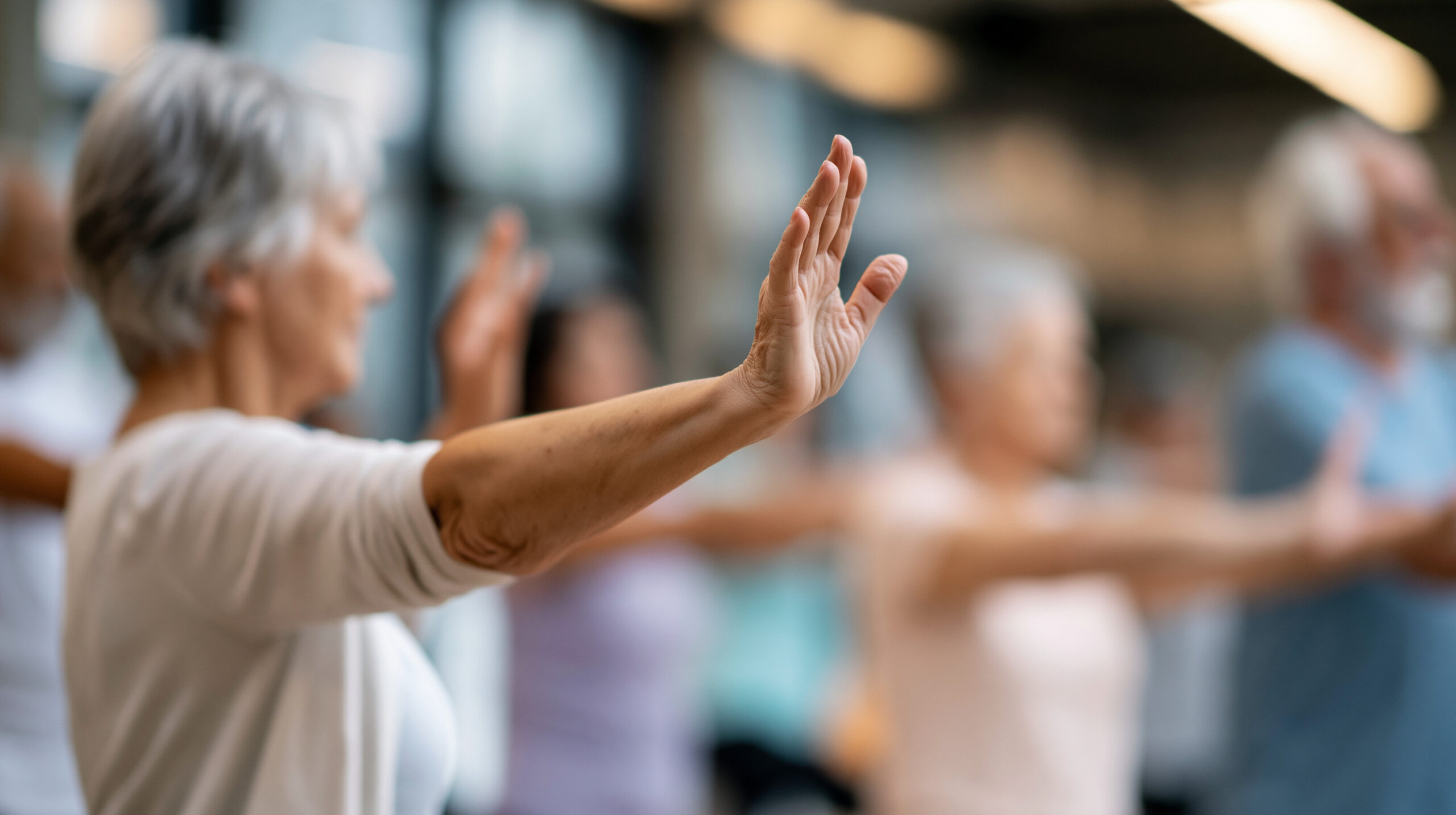 Senior citizen exercising