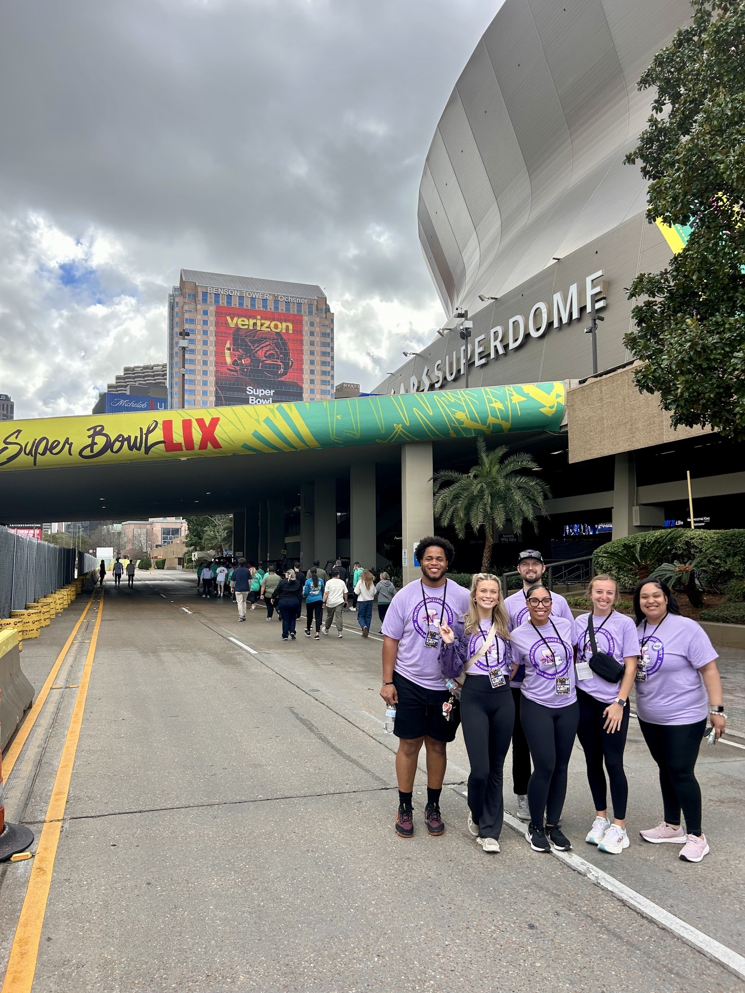 Group of students standing outside of the superdome