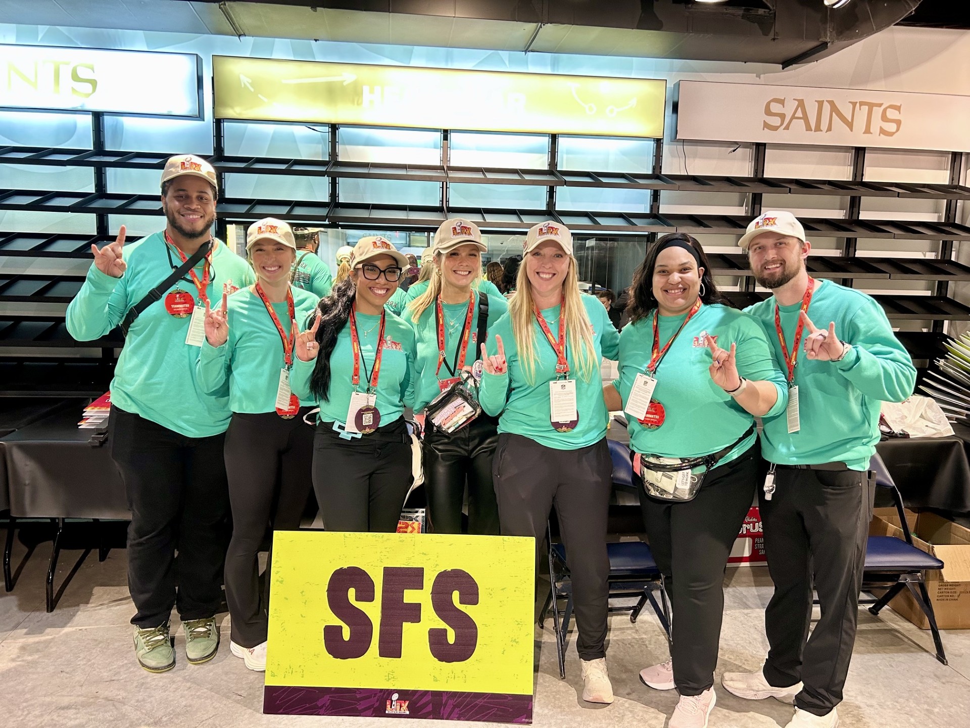 group of students at the super bowl