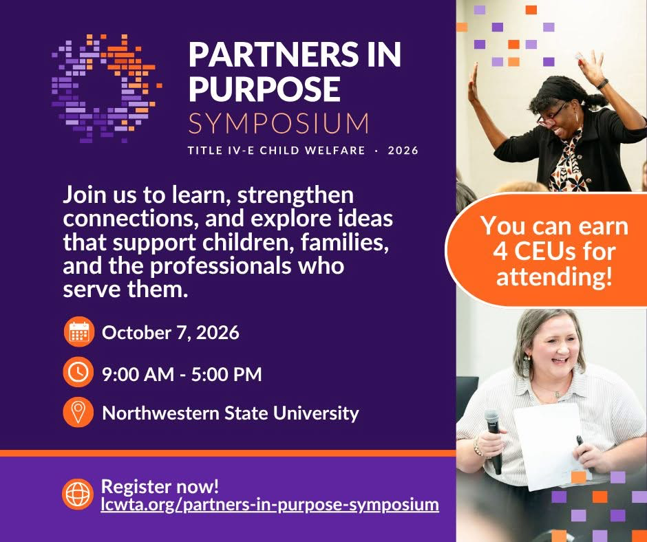 Northwestern State University will host a Louisiana Title IV-E Child Welfare Symposium on Wednesday, Oct. 7.