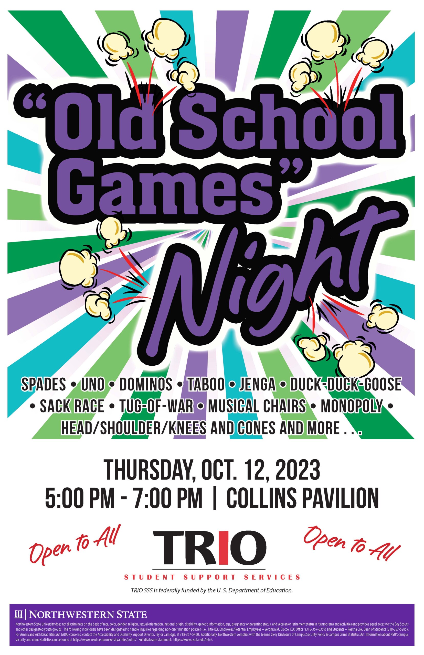 TRIO Student Support Services Old School Games Night Northwestern 