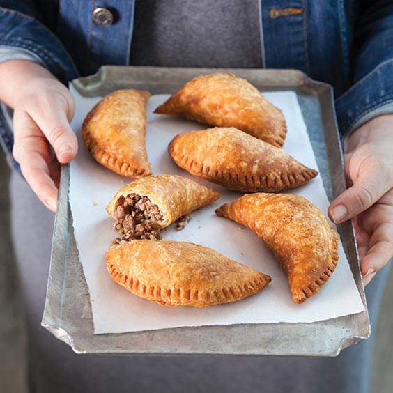 meat pies on a tray